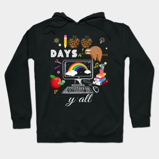 100th days y'all Virtual 100th Day of School sloth leopard Hoodie